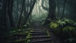 A forest path leading to an unknown destination  AI generated illustration