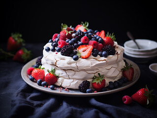 Pavlova cake with berries