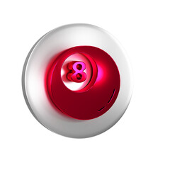 Poster - Red Billiard pool snooker ball icon isolated on transparent background. Silver circle button.