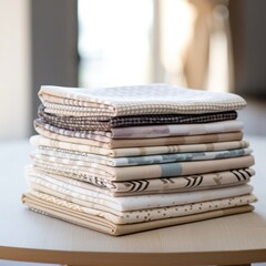 Wall Mural - stack of folded textile napkins on a table