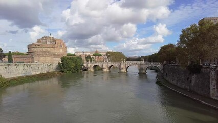 Wall Mural - Rome, Tiber river near Castel Sant'Angelo