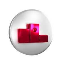 Sticker - Red Award over sports winner podium icon isolated on transparent background. Silver circle button.