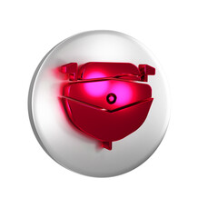 Sticker - Red Speedboat icon isolated on transparent background. Silver circle button.