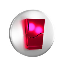 Poster - Red Glass with water icon isolated on transparent background. Soda glass. Silver circle button.