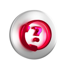 Poster - Red Telephone 24 hours support icon isolated on transparent background. All-day customer support call-center. Full time call services. Silver circle button.