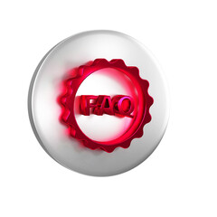 Fototapete - Red Label with text FAQ information icon isolated on transparent background. Circle button with text FAQ. Silver circle button.