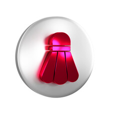 Canvas Print - Red Badminton shuttlecock icon isolated on transparent background. Sport equipment. Silver circle button.