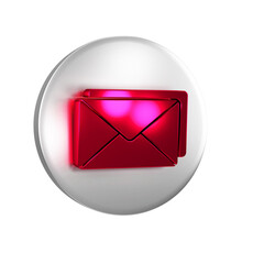 Poster - Red Envelope icon isolated on transparent background. Email message letter symbol. Silver circle button.