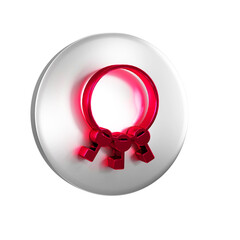 Sticker - Red Bunch of keys icon isolated on transparent background. Silver circle button.