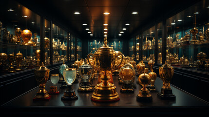 Wall Mural - Many golden trophies. Room for winner