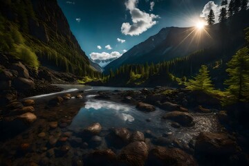 Wall Mural - sunrise over the mountains