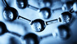 Molecules isolated on blue blank space background