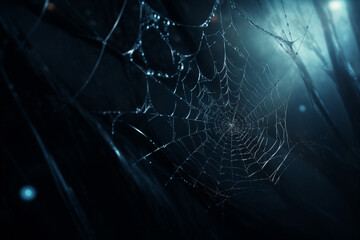 Wall Mural - spider web and the movement of spider, cinematic, photorealistic created with Generative Ai