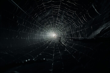 Wall Mural - spider web and the movement of spider, cinematic, photorealistic created with Generative Ai