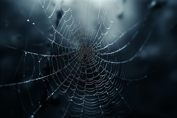 Wall Mural - spider web and the movement of spider, cinematic, photorealistic created with Generative Ai