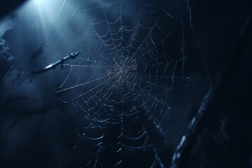 Wall Mural - spider web and the movement of spider, cinematic, photorealistic created with Generative Ai