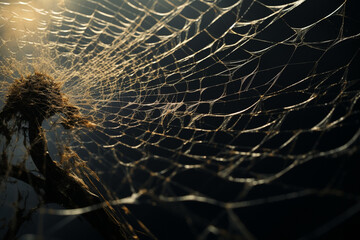 Wall Mural - spider web and the movement of spider, cinematic, photorealistic created with Generative Ai