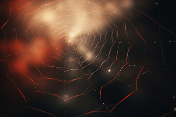 Wall Mural - spider web and the movement of spider, cinematic, photorealistic created with Generative Ai