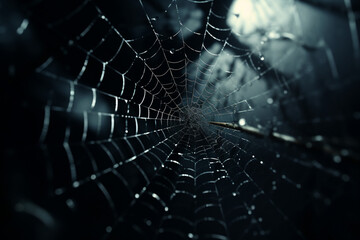 Wall Mural - spider web and the movement of spider, cinematic, photorealistic created with Generative Ai