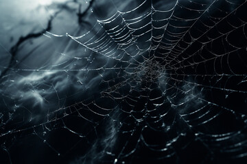 Wall Mural - spider web and the movement of spider, cinematic, photorealistic created with Generative Ai