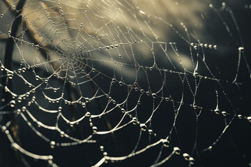 Wall Mural - spider web and the movement of spider, cinematic, photorealistic created with Generative Ai