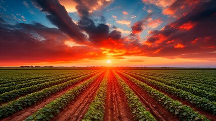 Wall Mural - beautiful sunset in the field