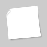 Fototapeta  - Post note paper sheet isolated on gray background. Vector white office memo template. Message on note paper. Reminder sticky note. Template for your projects. Vector illustration.