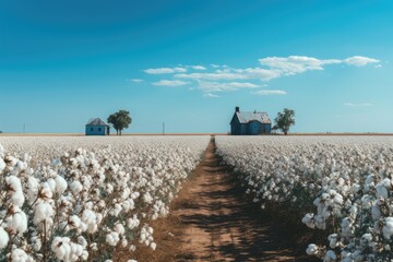 Wall Mural - Rural landscape with farmer's cotton field