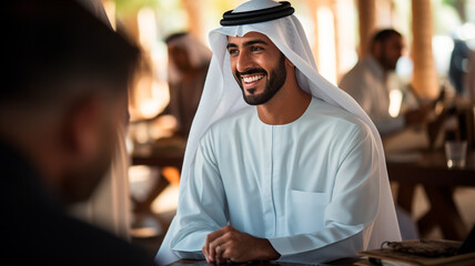 Wall Mural - portrait of arab businessman in modern office