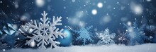 Abstract Blue White Snowflakes Christmas Banner