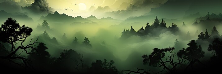 Poster - misty morning in the forest