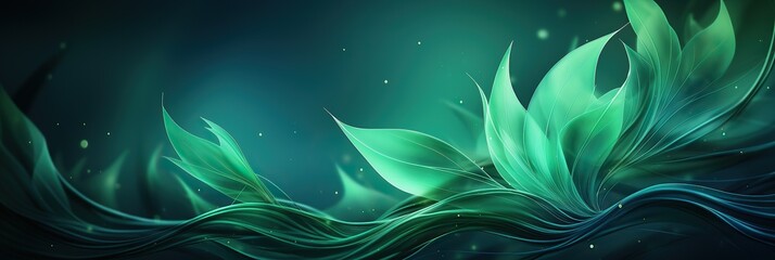 Wall Mural - Green aloe leaves waves banner 