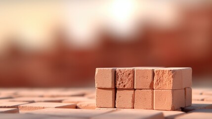 Wall Mural - A brick block is sitting on top of a pile, AI