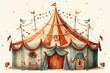 A charming circus tent in a delightful children's cartoon fantasy style. Generative AI