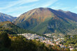 Civitella Alfedena, Abruzzo, in Italy in the autumn with mountains and trees concept of tranquility and relax.
