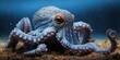 The octopus clutches a small, shiny pebble, its new found plaything