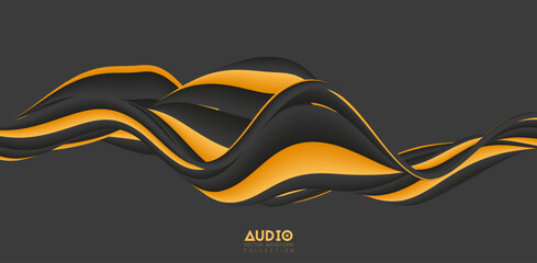 Poster - sound wave visualiztion. 3d solid waveform. voice sample pattern.