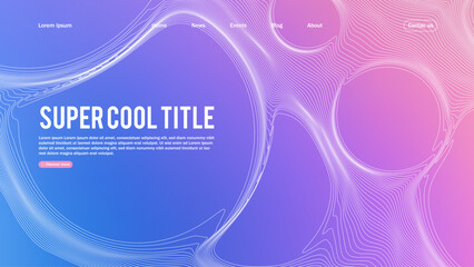 Landing page abstract design with dynamic line bubbles . Template for website or app.