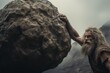 Sisyphus is pushing a rock up a mountain. The enduring symbolism of sisyphus pushing a rock up a mountain: a representation of eternal effort, mythological punishment, and philosophical reflection.