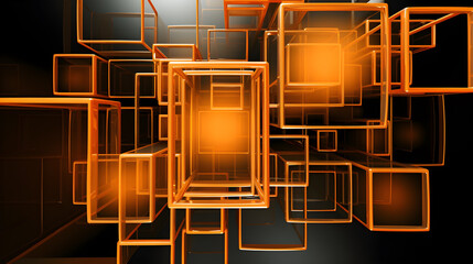 Wall Mural - Orange and black colors abstract shapes and frames background