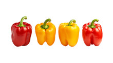 Craft A High-resolution Image Showcasing The Vibrant Colors Of A Variety Of Bell Peppers On An Isolated White Backdrop. Isolated On Transparent Background
