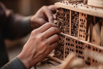 Insect hotel creation. Generative AI