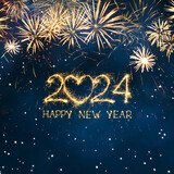 Fototapeta Łazienka - Greeting card Happy New Year 2024