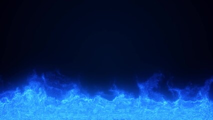 Wall Mural - abstract blue flame fire energy magical from smoke fog glowing bright electric small particles flyin
