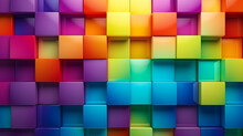 A Vibrant And Playful Wallpaper Design, Made From A Seemingly Endless Array Of Colorful Cubes - Generative AI
