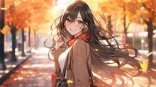 Anime Girl In Autumn Free Stock Photo - Public Domain Pictures