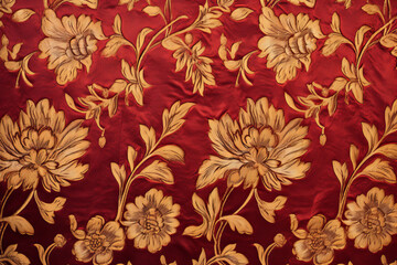 Canvas Print - Classical burgundy and gold brocade, fabric surface material texture