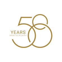 58, 58th Years Anniversary Logo, 8 Birthday,  Vector Template Design Element For Birthday, Invitation, Wedding, Jubilee And Greeting Card Illustration.