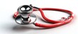 Red stethoscope isolated on white background. 3D illustration
