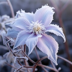 Sticker - Macro view of frosty clematis